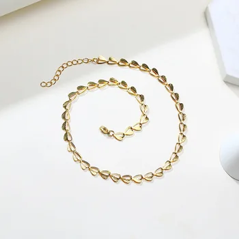RFJEWEL Hot Classic Many Leaves Simple Stainless steel Gold Plated Trendy Necklace
