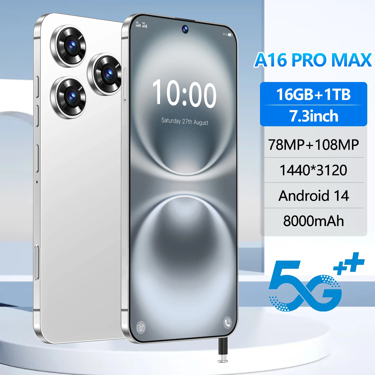 2024 GT30 Pro Mobile Phone - 5G, 7.3 Inch, 16GB, 1TB