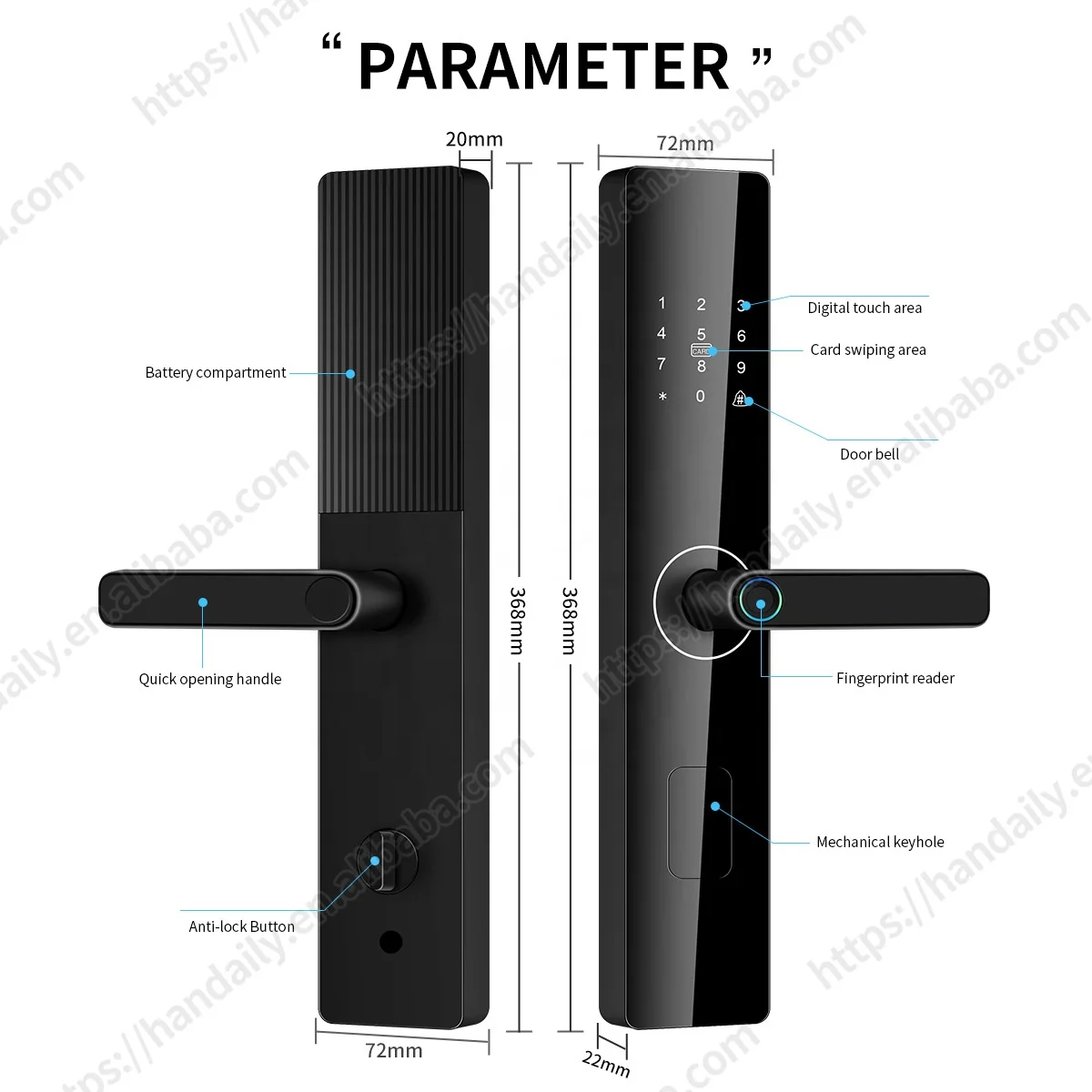 Factory Price Handle Tuya WiFi Fingerprint Digital Password Rfid Lock App Smart Door Lock for Wooden Door Apartment Home Room Z4