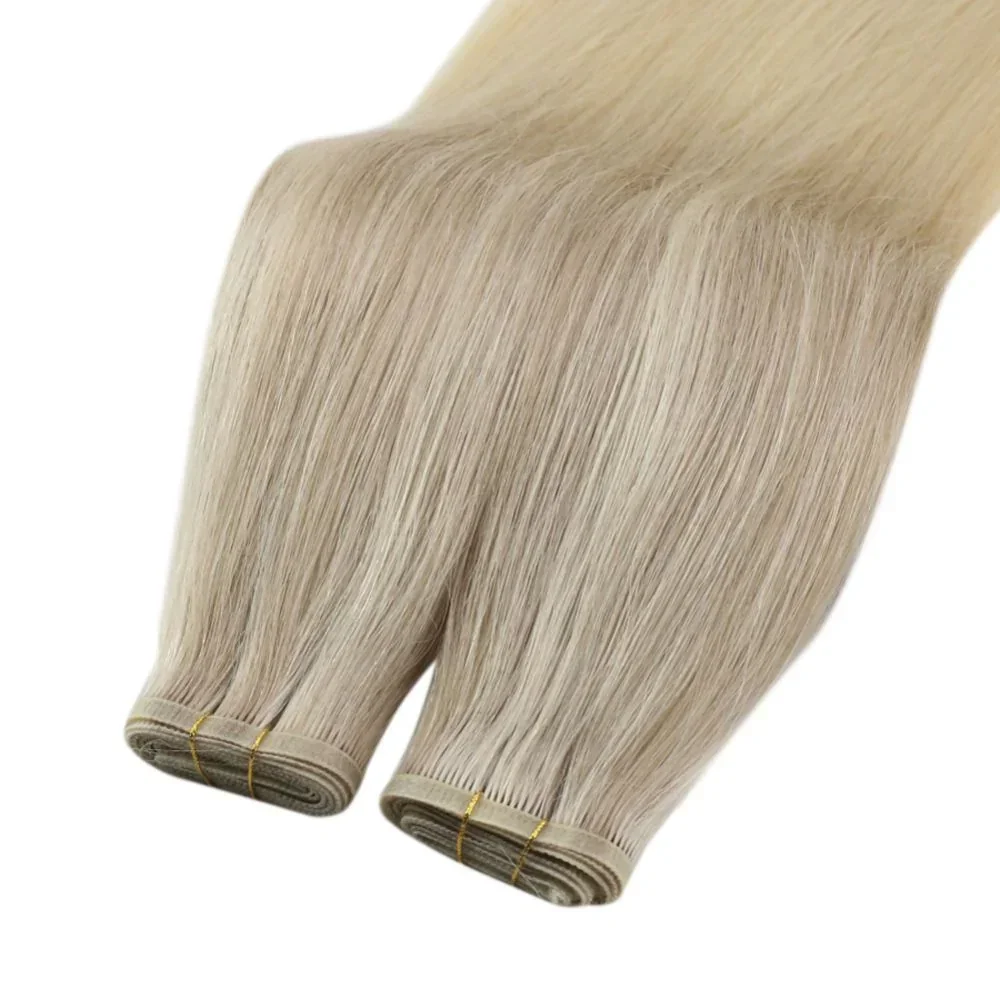 LaaVoo Virgin Flat Silk Weft Haarverlängerung, brasilianisches Haar, nahtlos, zum Einnähen, Bündel_voghion.com