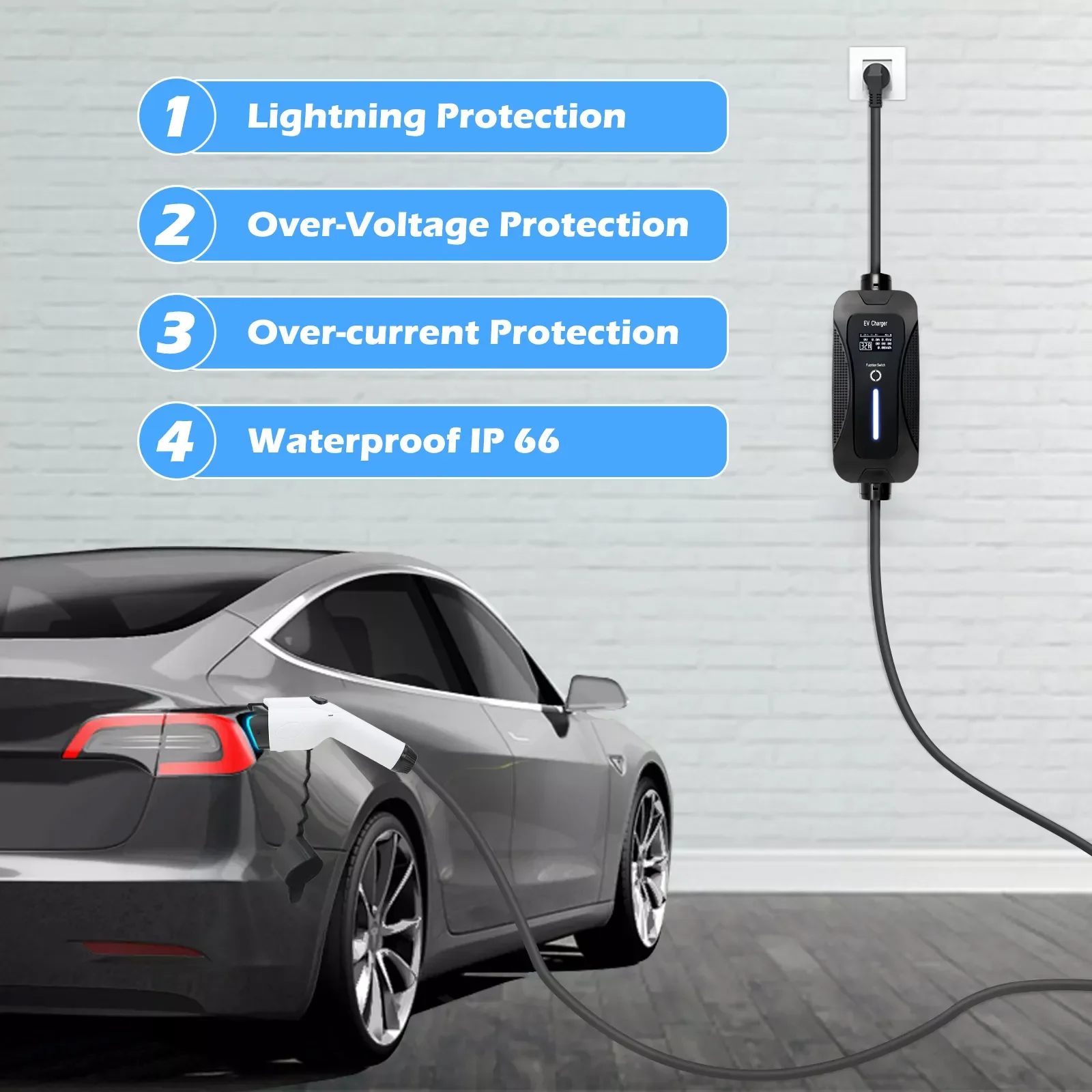 Follus 3.5kw 7kw Type 1 Type 2 Gb/t Portable Car Charger Household New