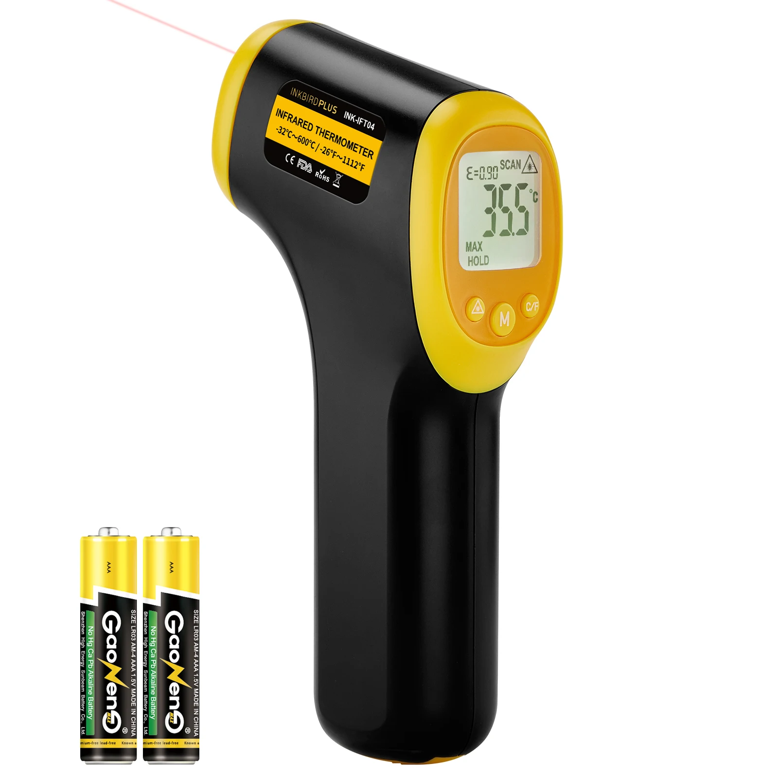 INKBIRDPLUS Temperature Gun Infrared Thermometer for Cooking, Digital Laser Thermometer  Gun for Pizza Oven 