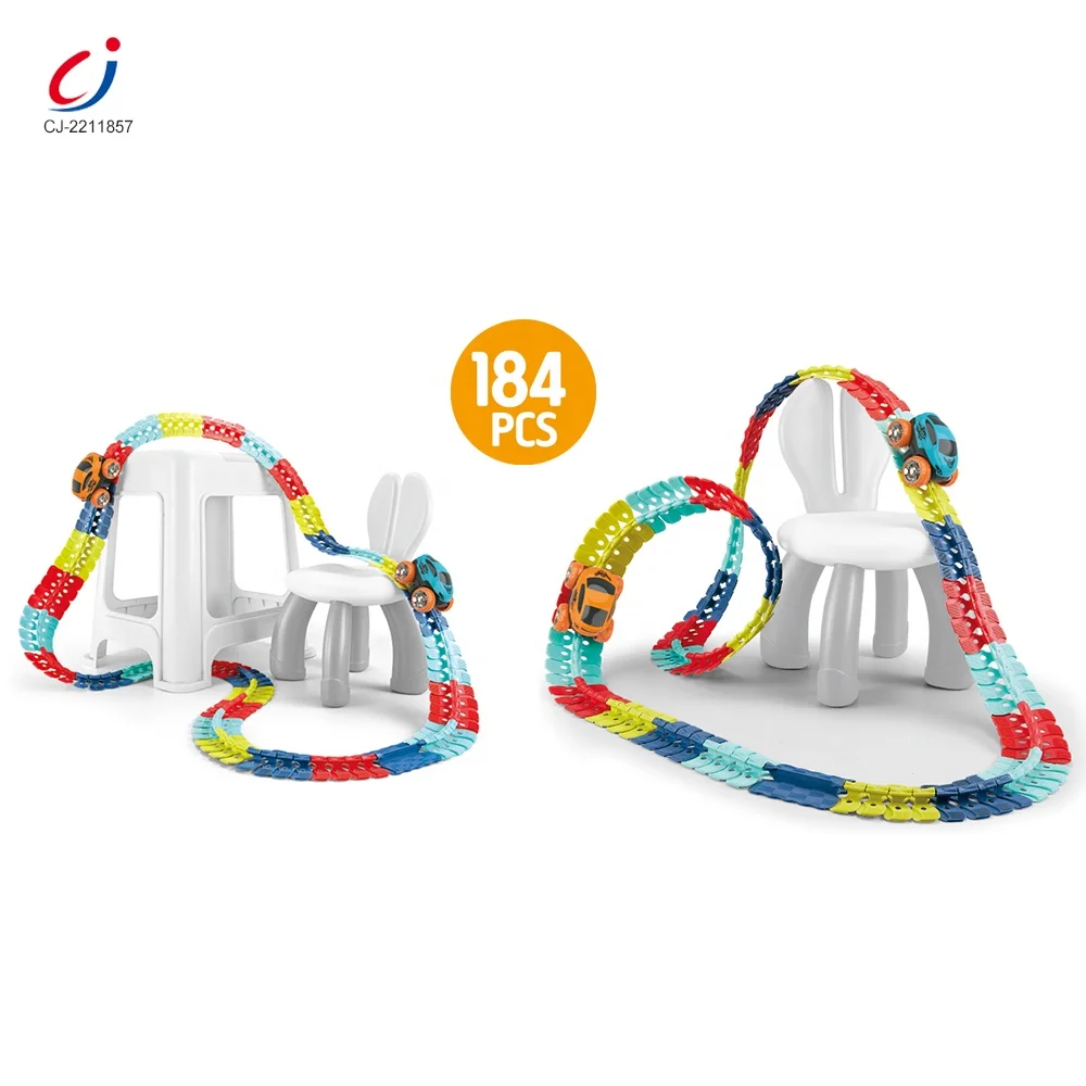 Новый дизайн сборка «сделай сам» регулируемый гибкий трек гоночный игрушечный набор светящийся автомобиль сменный слот 184 шт. сборная