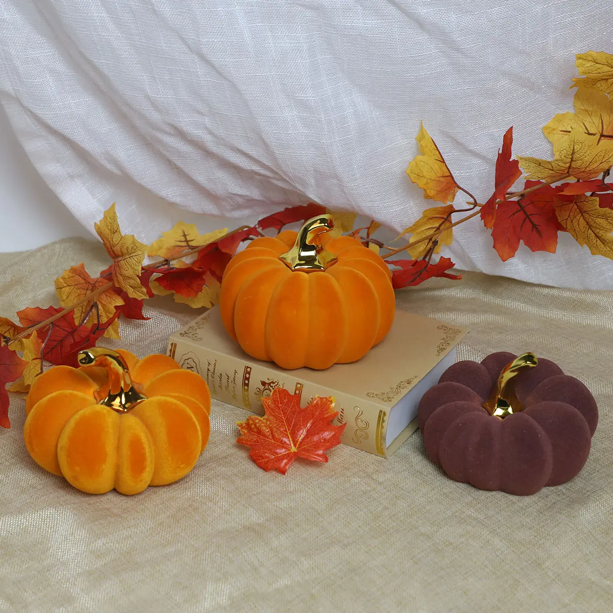 Ceramic Pumpkins Harvest Artificial Pumpkin Decor Halloween Fall and Thanksgiving for Indoor Decoration