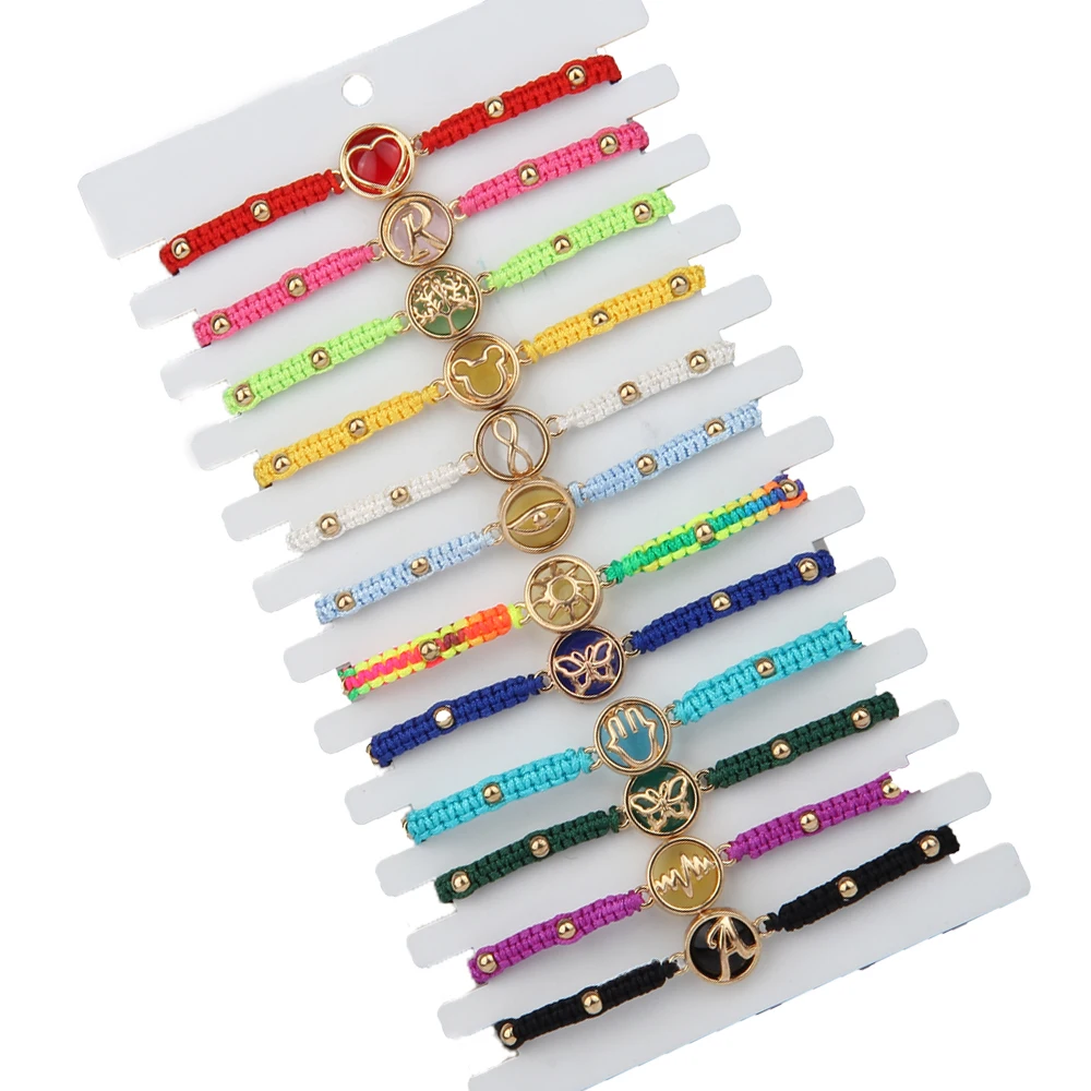 Butterfly Alphabet Pattern Woven Bracelet Life Tree Devil Eye Crystal Woven Bracelet Promotion Cooling Bracelet