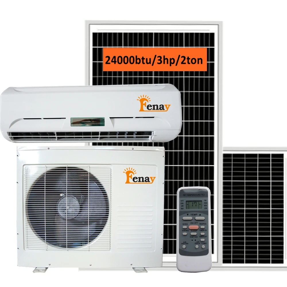 Ton 24000Btu Dc Inverter Hybrid Solar Powered Ac Air Conditioner Mini  Split Unit for Home Use