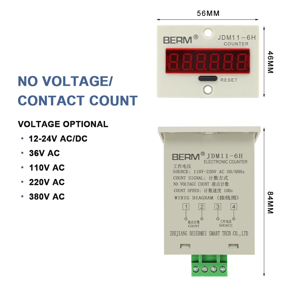 High Precision Electronic Counter 6 Digit Counter JDM11-6H With Power off Memory Sensor Count Digital Counter