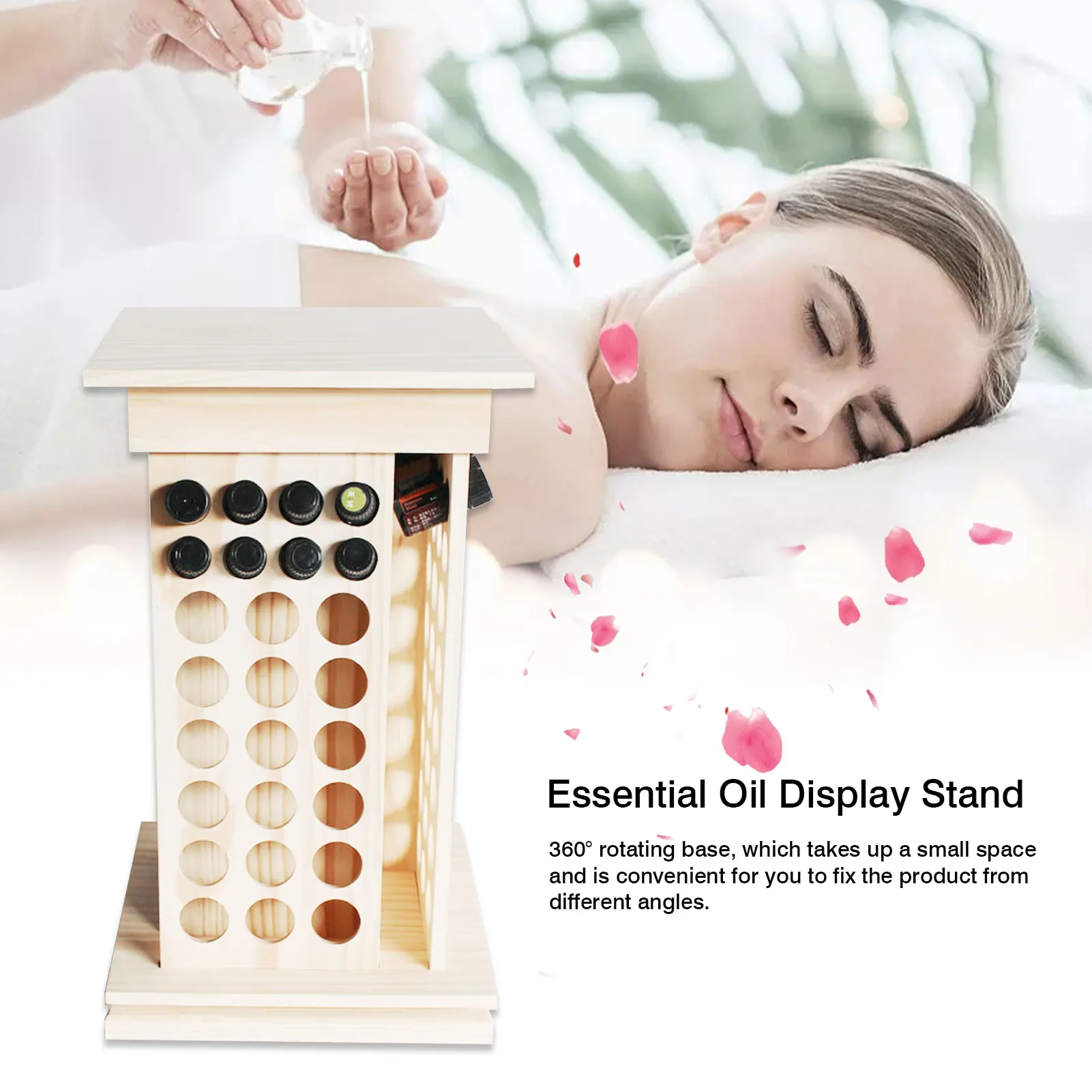 Essential Oils Organizer Storage Rack Wooden Rotating Essential Oil Rack 104 Slots Nail Polish Essential Oil Bottle Display Rack