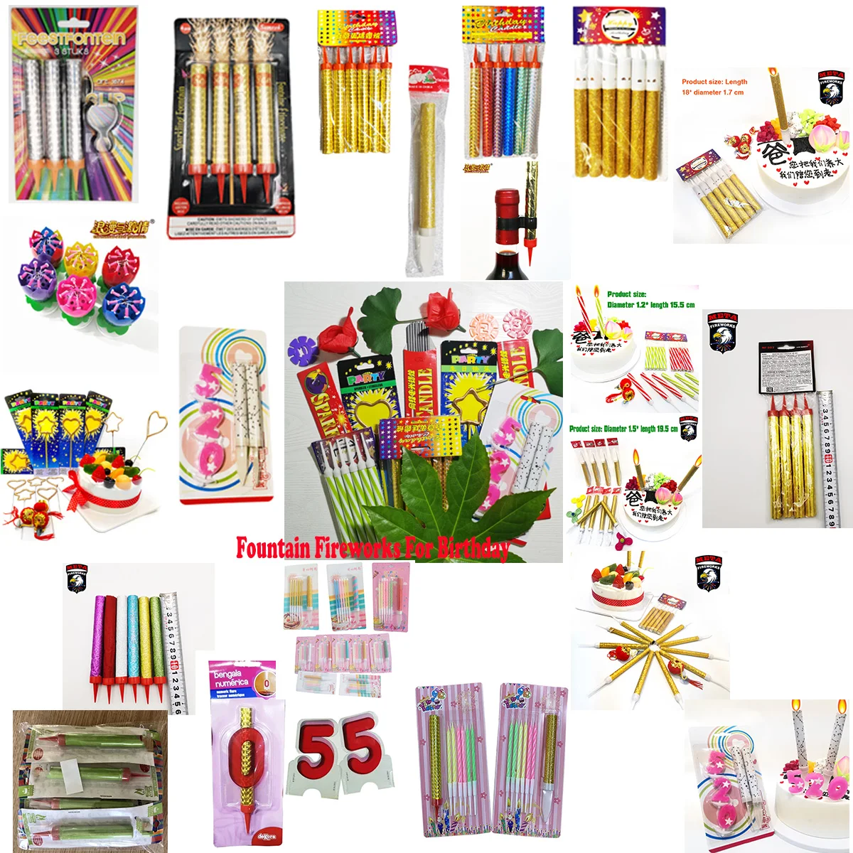 Fire Candles Party Cake Topper Candle Fireworks For Chinese New Year
