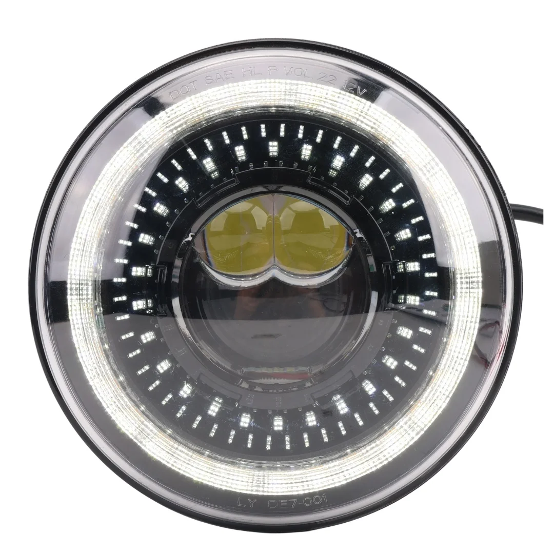TIYPEOR EMark High Brightness Brighten Led Head Light With DRL for Motorcycle 7 Inch Headlight High Quality With Yellow DRL