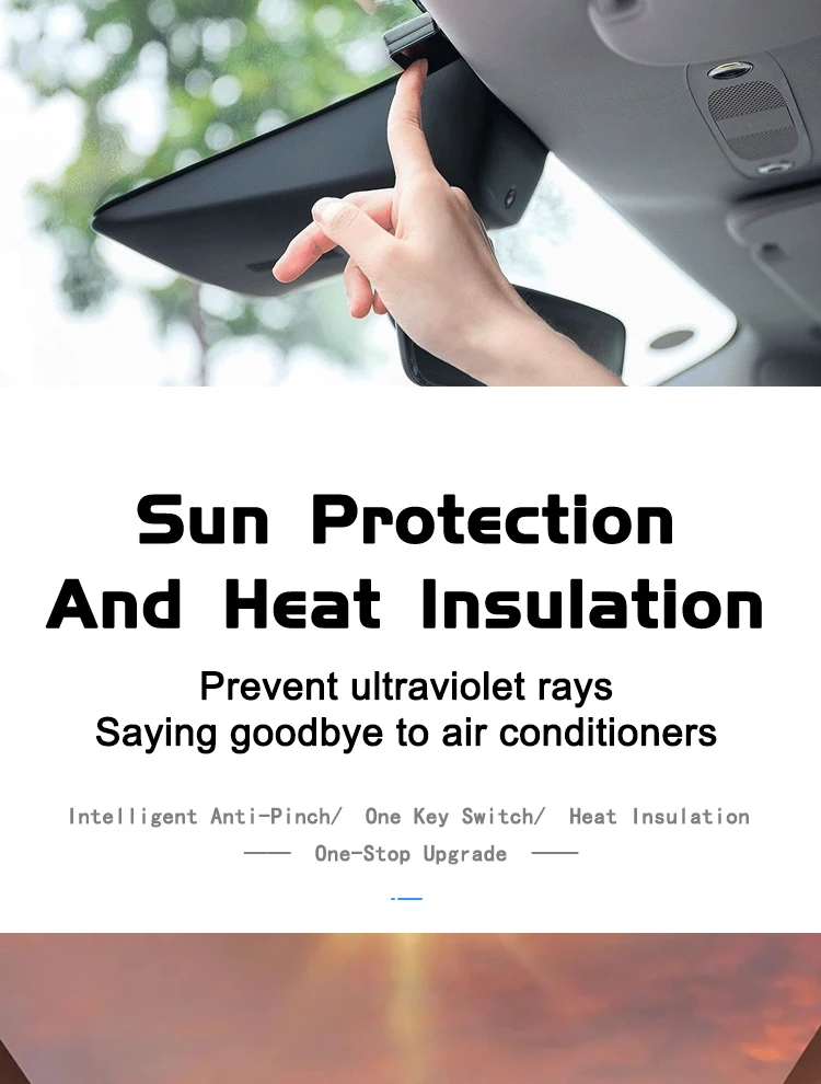 Ytpioneer Car Accessories Electric Power Roof Retractable Sunshade Set