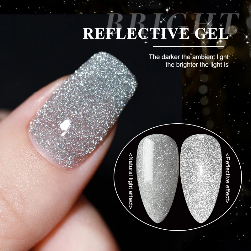 Hs Private Label 8ml Reflective Glitter Gel Flashing Disco Gel Effect ...