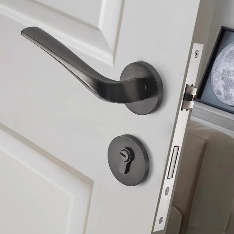 New Brand Modern Design Aluminum Alloy Door Lever Handle Set Brushed