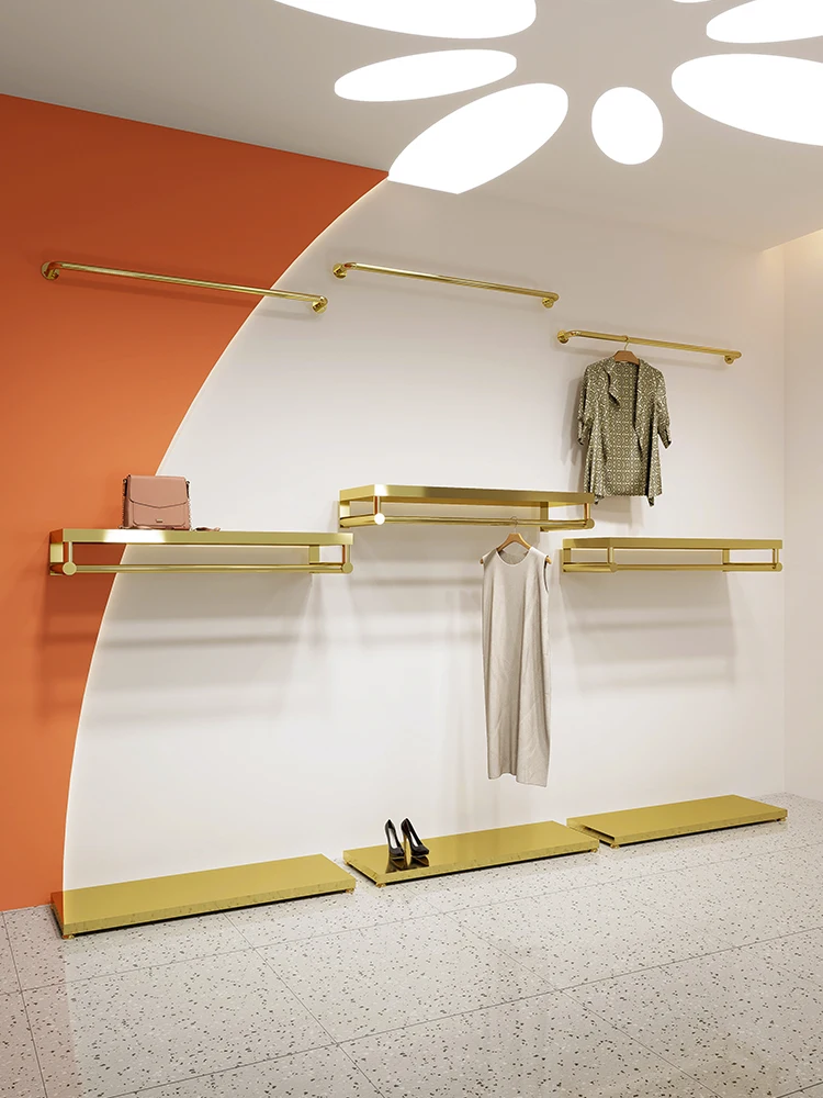 Modern Lady Clothing Display Rack Stainless Steel Boutique Clothing ...