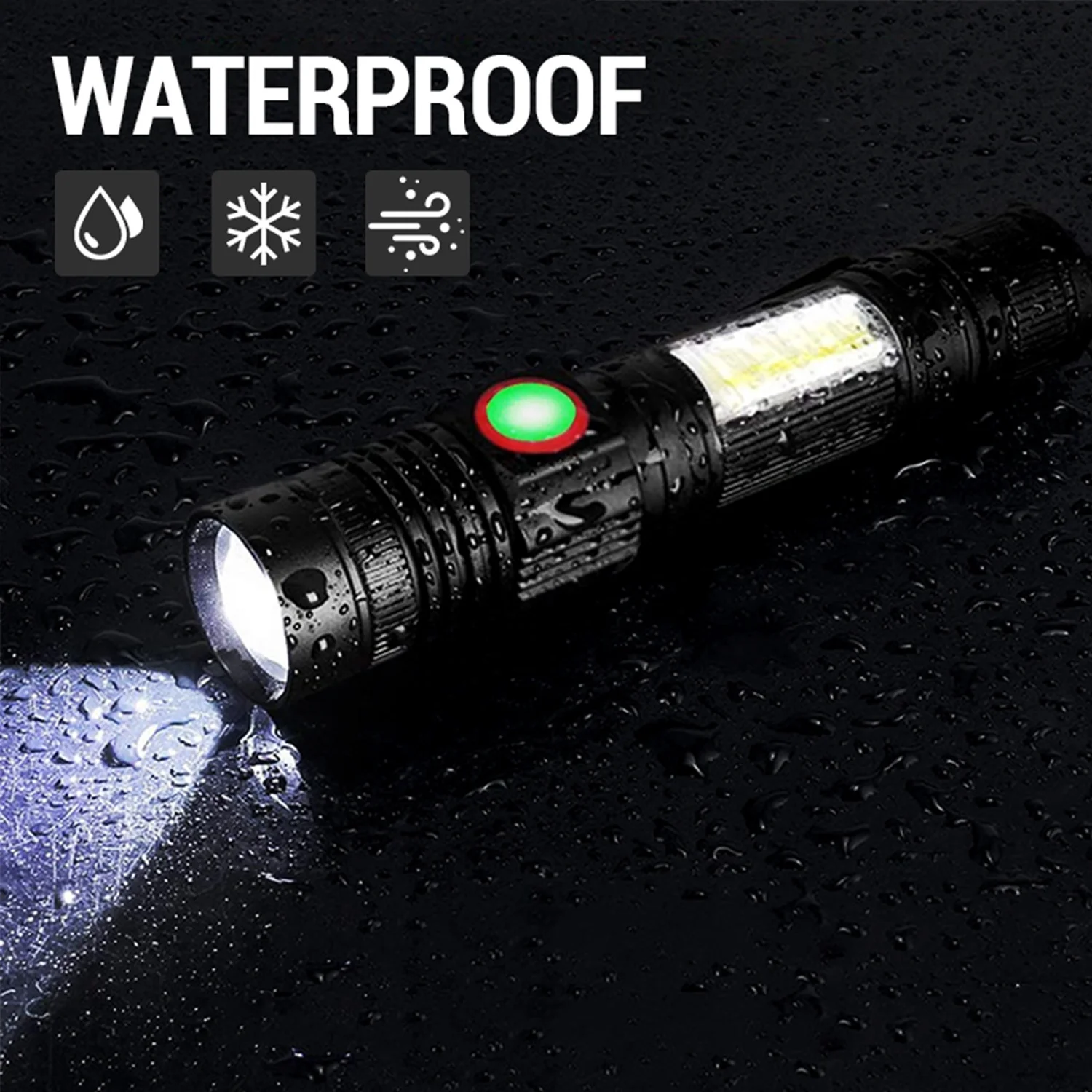 Zoomable Tactical Flashlight USB Rechargeable LED Hand Torch Light Defense Weapon