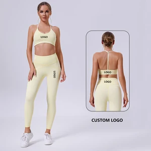 ODM Women's Gym Clothes Ladies Gym Wear Fitness Yoga Pants Set Private Label Gym Fitness Sets Custom Logo Plus Size Yoga Sets