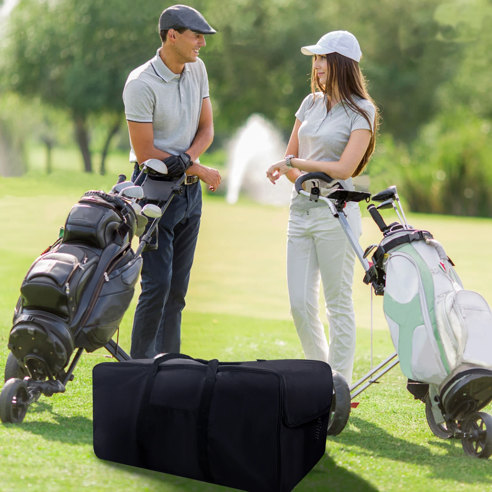 Factory Price 3sided Opening Black Golf Trolley Storage Bag