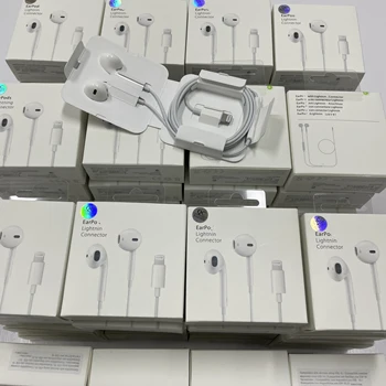 Wholesale Original light ning Cable micro phone headphones earbuds Wired Earphone pods for appl iphone 13 12 7 8 earphones