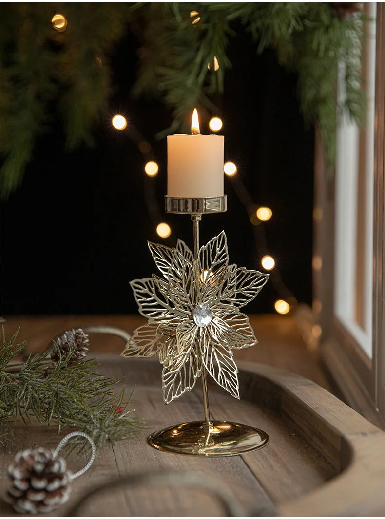 product minimalist christmas home decoration candle holder ornaments metal crafts iron snowflake xmas tree shape christmas candlesticks-25