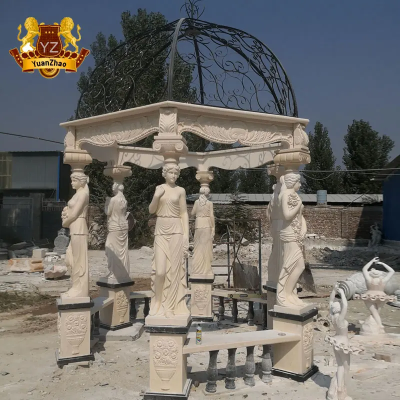 庭の装飾のためのアンティーク鋳鉄ドーム屋外白い大理石の柱ガゼボ - Buy Marble Garden Columns Gazebos  Outdoor