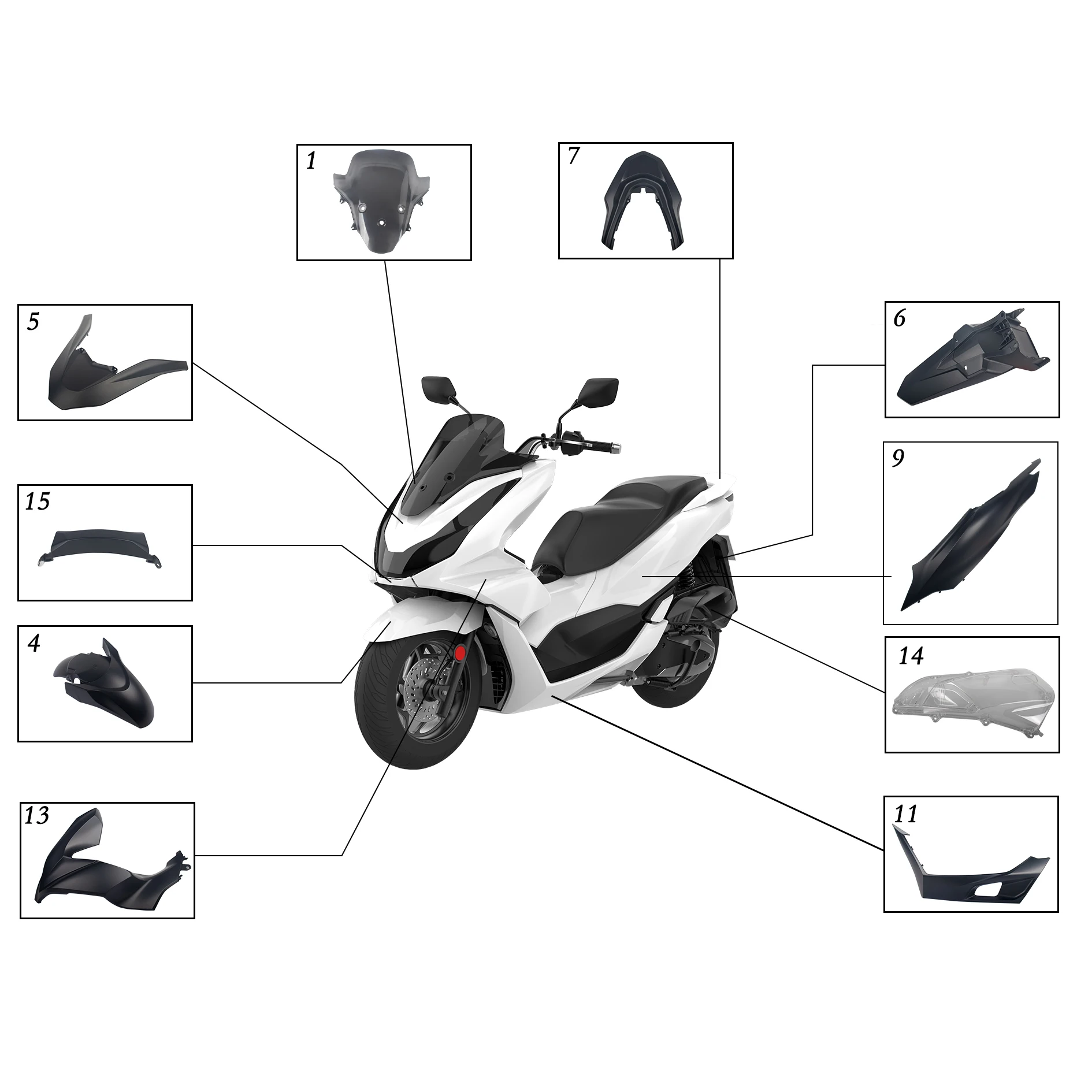 Shark Power PCX125 150用モーターサイクルフェアリングキット