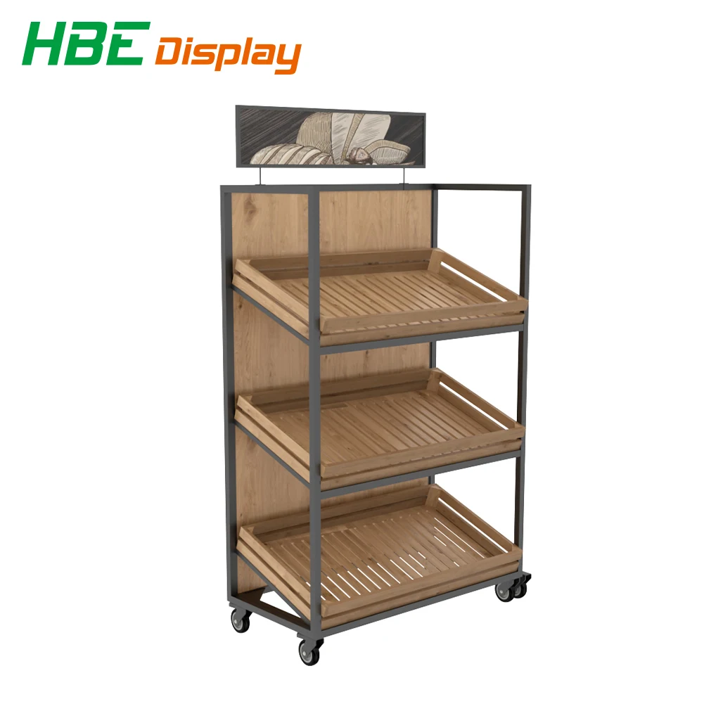 FixtureDisplays® 4-Tier Bakery Bread Rack with Angled Shelves Wooden  Display Rack Bread Store Rack 30X18X55 101143