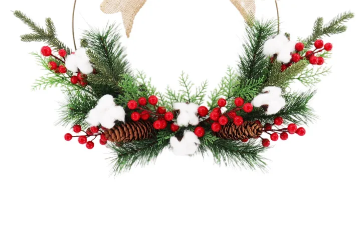 Ghirlanda Natalizia Artificiale Con Bacche Rosse - 40 Cm, Per Porta O Parete, Decorazione Invernale