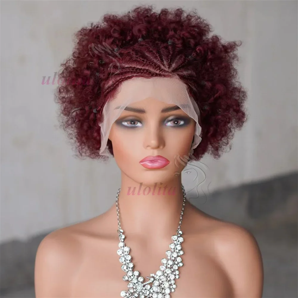 13x4 Lace Frontal Afro Krøllet Paryk 100% Brasiliansk Remy Hår 6 Ombre Highlights Bouncy Krøllet Paryk Ægte Hår Parykker med Fletninger_voghion.com