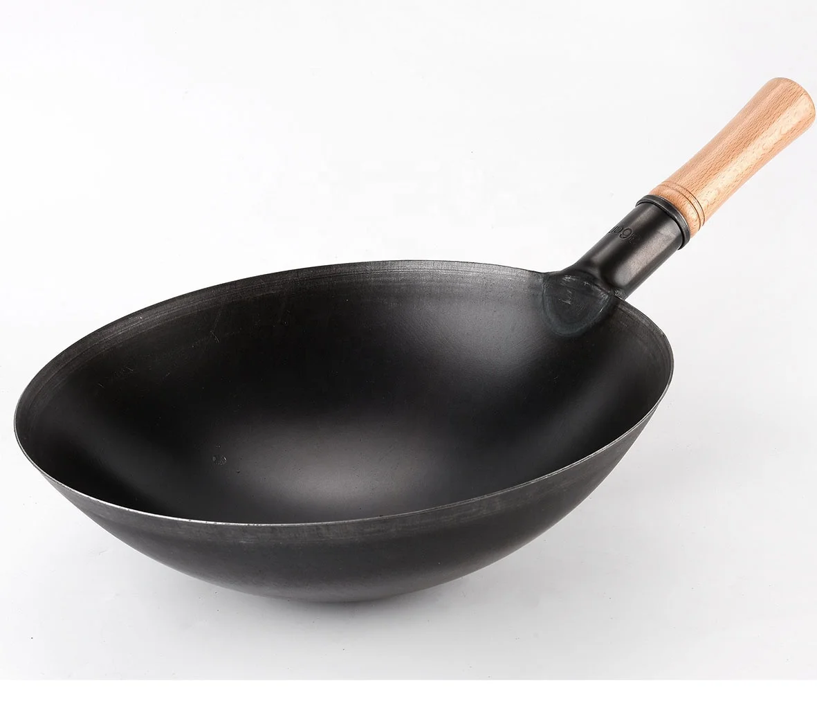 From 32cm to 70cm Carbon Steel Chinese Wok Pan for Restaurant and School with Wooden Lid Factory Commercial