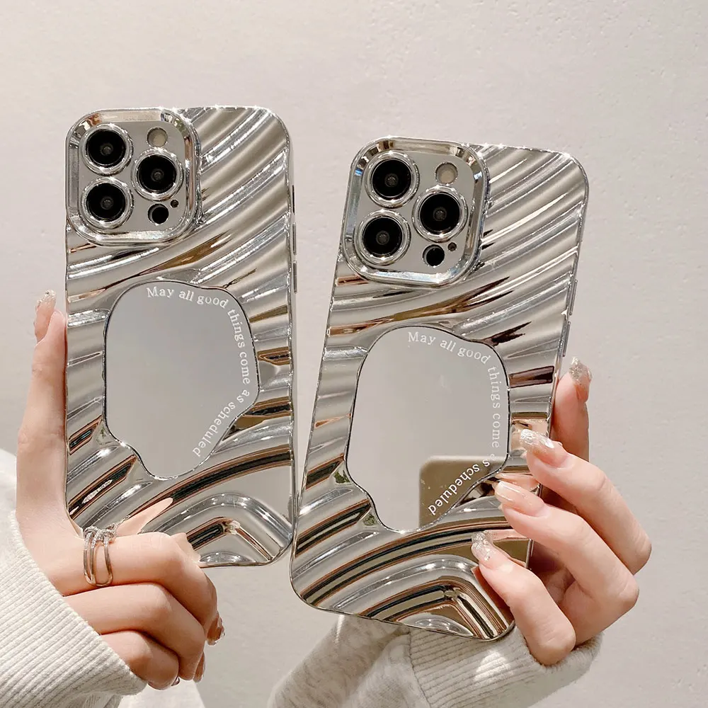 Tpu Pc Phone Case For Iphone 15 14 13 12 11 Xr Xs Max Pro Plus Electroplated Wave Mirror Luxury Cell Sjk400 Laudtec manufacture