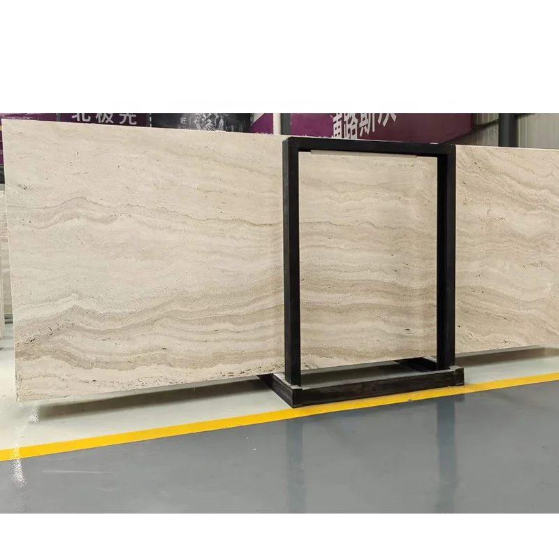 High Quality Modern Design Nature Stone Super White Italian Travertine Big Slab 1-Year for Exterior Hotel Wall Decoration