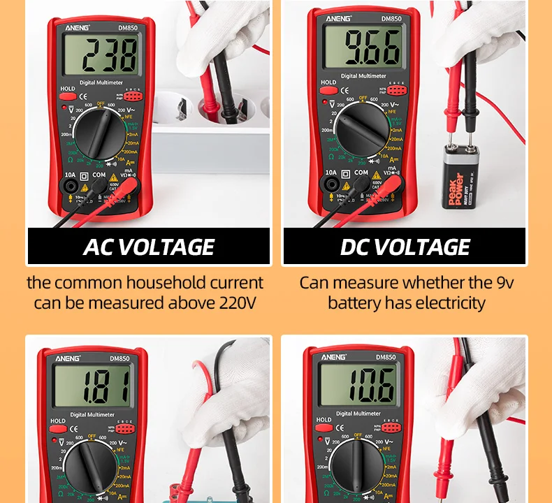 Multimetro Digitale Aneng Dm850 1999 Conteggi Professionale Elettrico  Automatico Testatore Di Tensione Ac / Dc, Corrente, Ohm E Amperometro,  Strumento Di Rilevamento