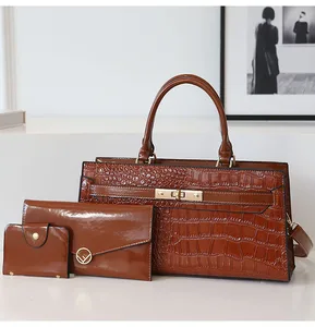 Manufacturer Private Label Female Fashion Designer Crocodile Leather Side Purses And Handbags Set Bags for Women Brand Luxury