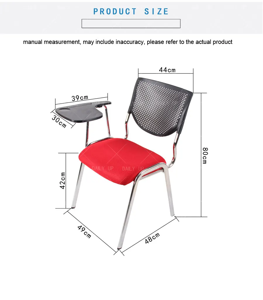 Fabric Padded School Chair Training Chair with Writing Tablet Stackable Conference Tablet Chair Wholesale