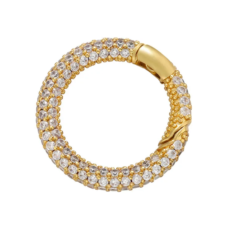 CZ8498 18K Gold Plated Micro Pave Round Carabiner Clasp