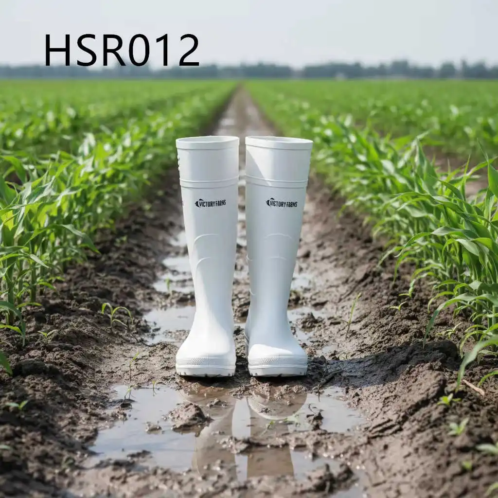ZYF,Farm Planting High Cut Washing Resistant PVC Rain Boots Kenya Market Popular Sewage Treatment White Rubber Boots HSR012