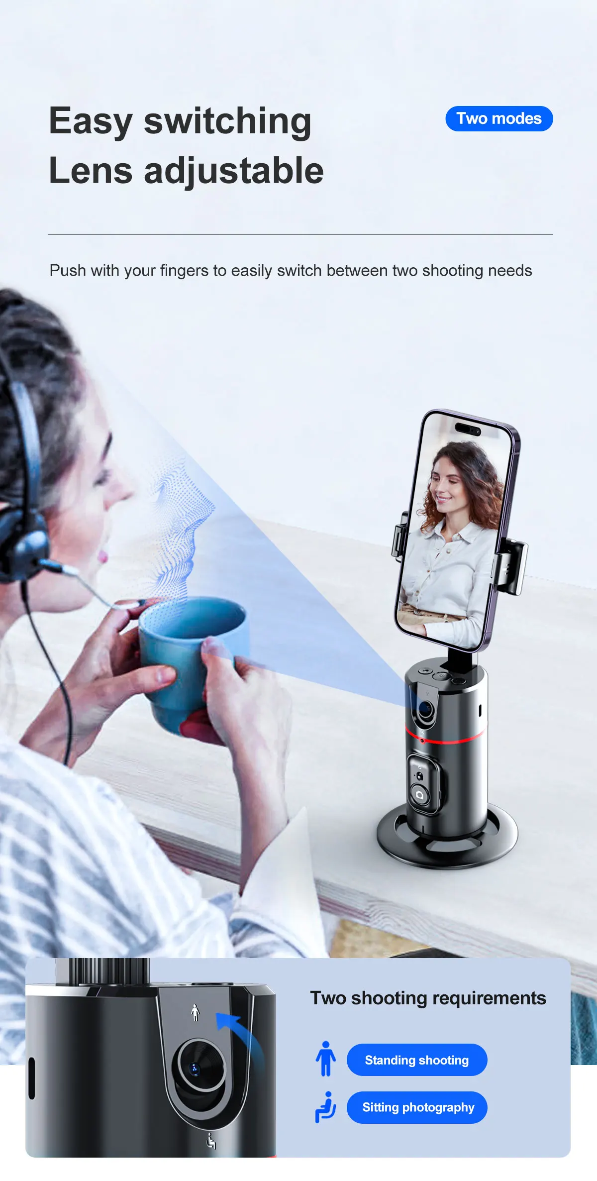 P02 360 Auto Face Tracking Gimbal Smartphone Video Vlog Gimbal Stabilizer Camera Gimbal Professional Mobile Phone Stabilizer