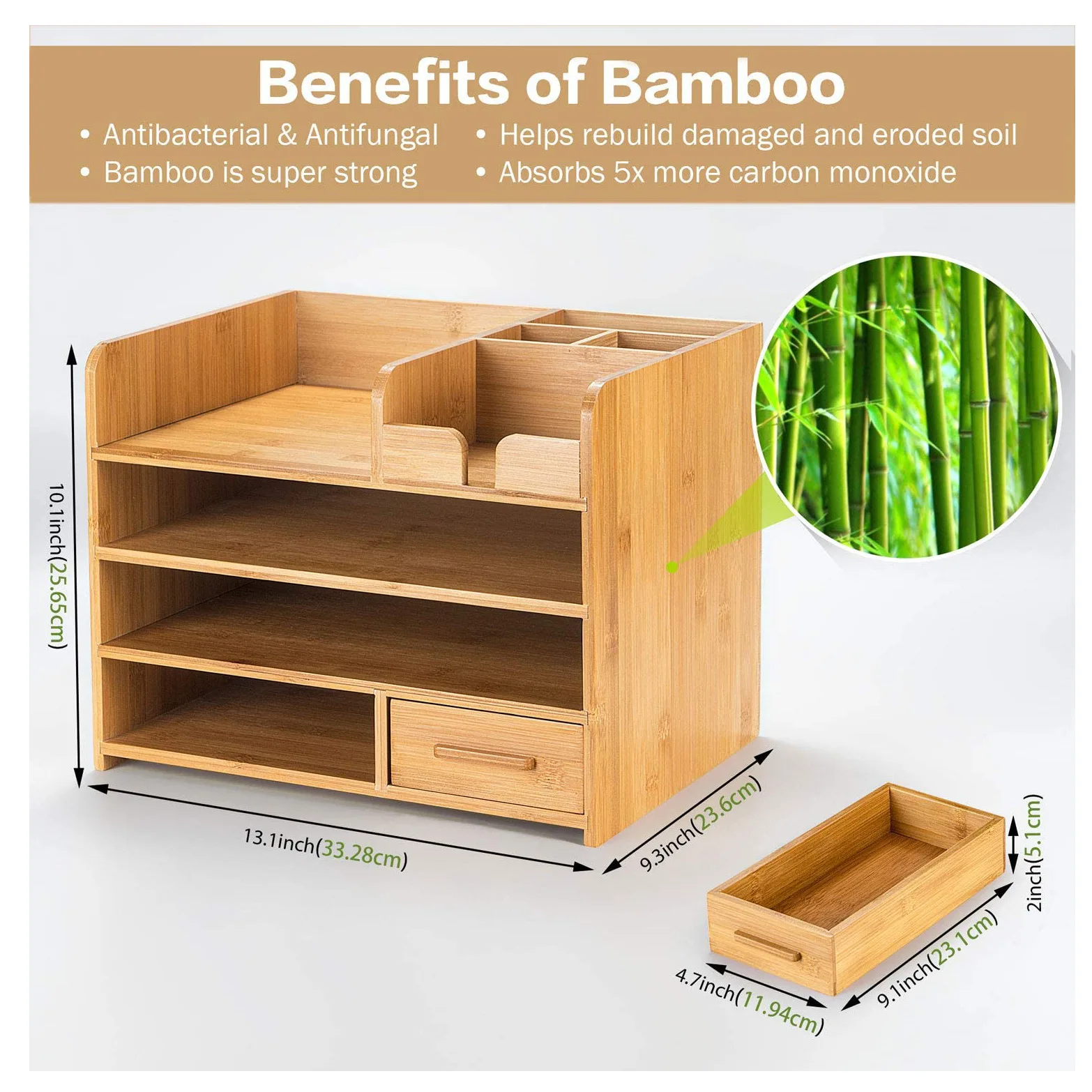 4 tier bamboo desk organizer