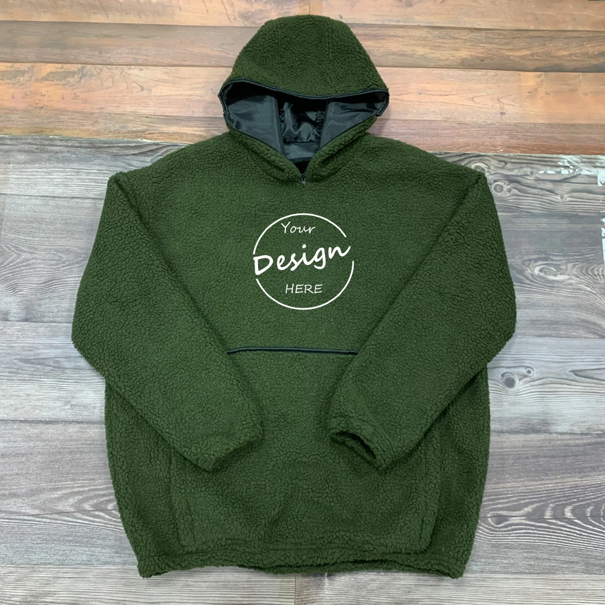 JL121B High Quality Flannel Men’s Hoodies Thick Lamb Wool Warm Pullover Hoodies Men’s Hooded Sweatshirt