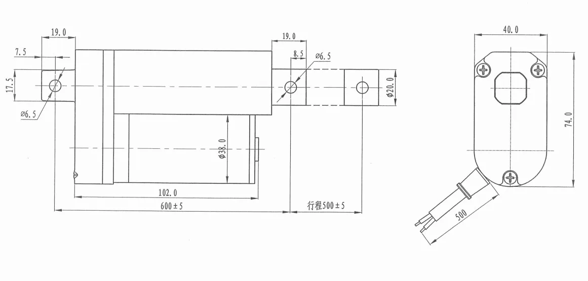 Zgb758 12v Linear Actuator Sliver High Speed 500mm Stroke 10mm/s 500n