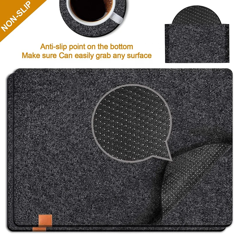 Dark Grey Felt Placemats Set Of 6 Dinner Absorbent Table Mats Non Slip