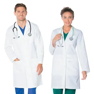 Long Sleeve White Laboratory Coat Medical Uniform Pharmacy Hospital Doctor Nurse Lab Coat