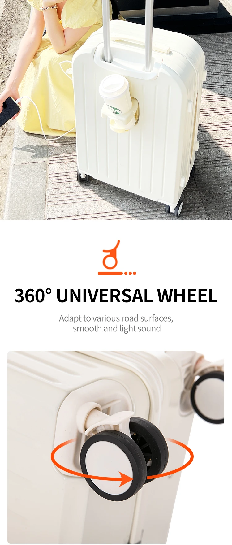 Multifunctional Usb Charging Port Luggage Set Har Hard Roll Suit Cases Cup Holder Charger Travel