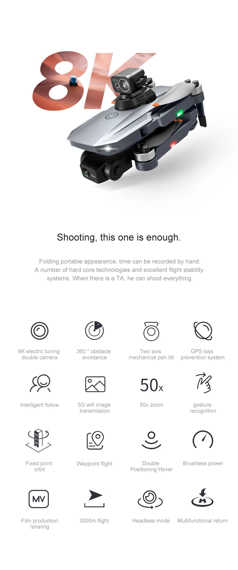 RG101 PRO 2 Axis Gimbal 8K HD camera Professional Drone Brushless RC Quadcopter Laser Obstacle Avoidance RG101 Pro Drone