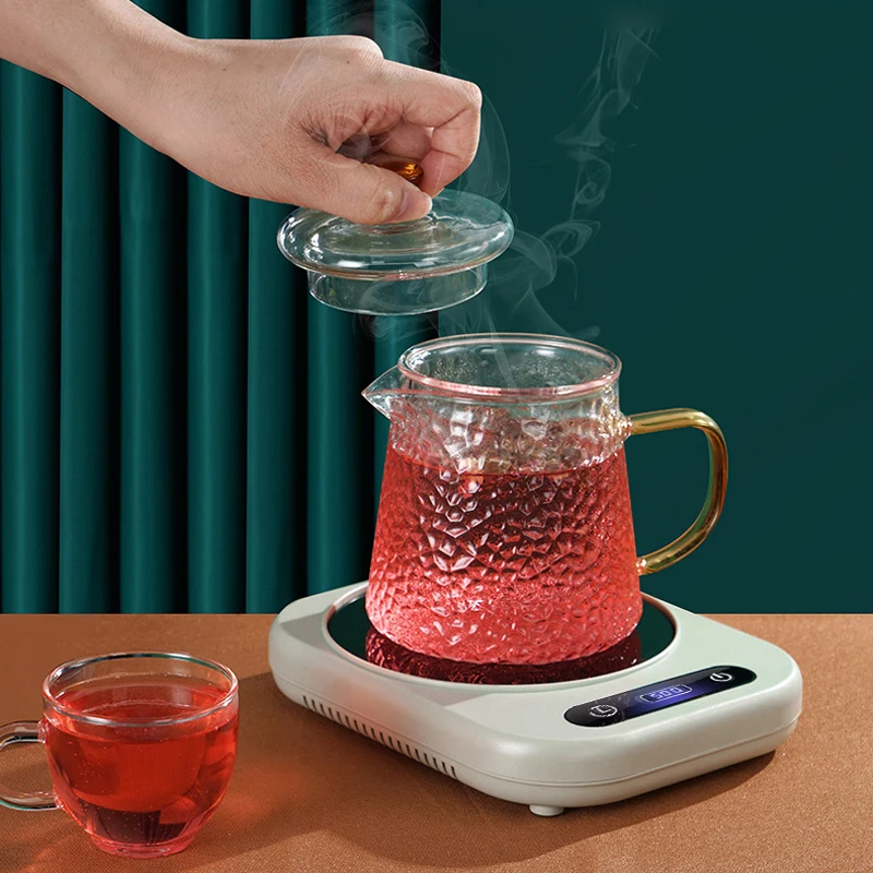 220V Cup Heater Coffee Mug Warmer 100 Degrees Hot Tea Makers Electric Hot Plate Timing 4 Gear Fast Heating Pad Milk Tea Warm Coa