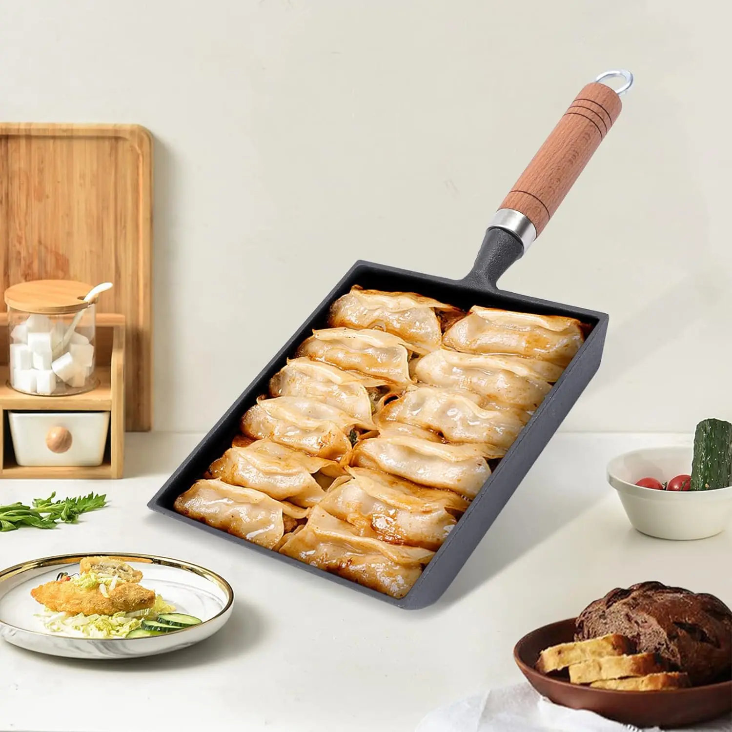 Poêle Tamagoyaki En Fonte Pré-Enduite - 22.9x17.8cm - Pour Omelettes Japonaises Et Crêpes - Anti-Adhésive