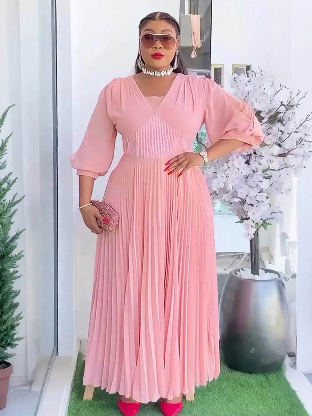 Plus Size African Party Dresses for Women New Summer Fashion Chiffon Long  Robe Elegant Turkey Kaftan Muslim Maxi Dresses