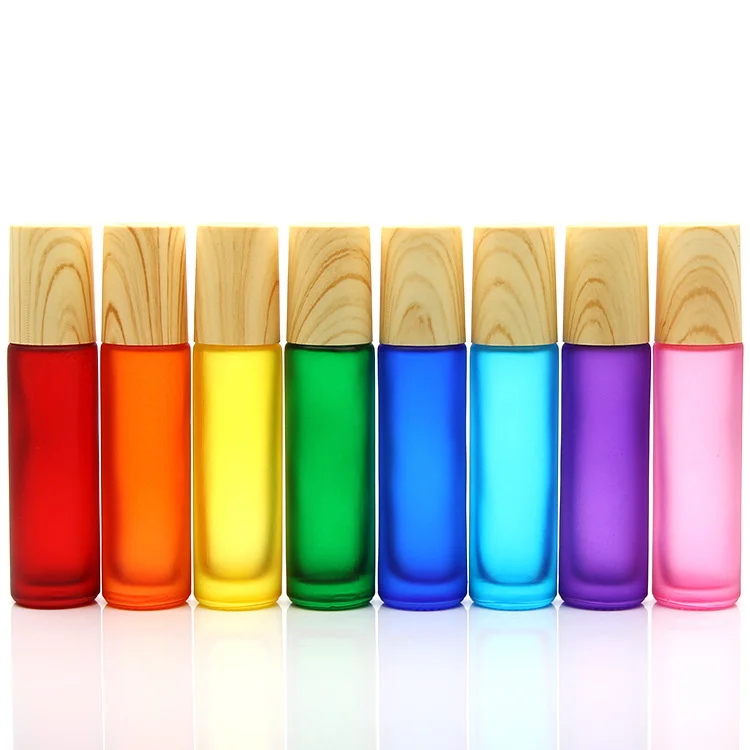 Wholesale 5 ml Roll on Gradient Color 5ml Roller Glass Bottle with Bamboo Cap