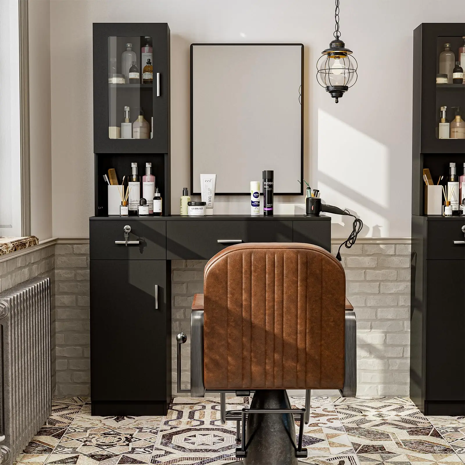 Morden Wooden Barber Work Table Hair Cut Station