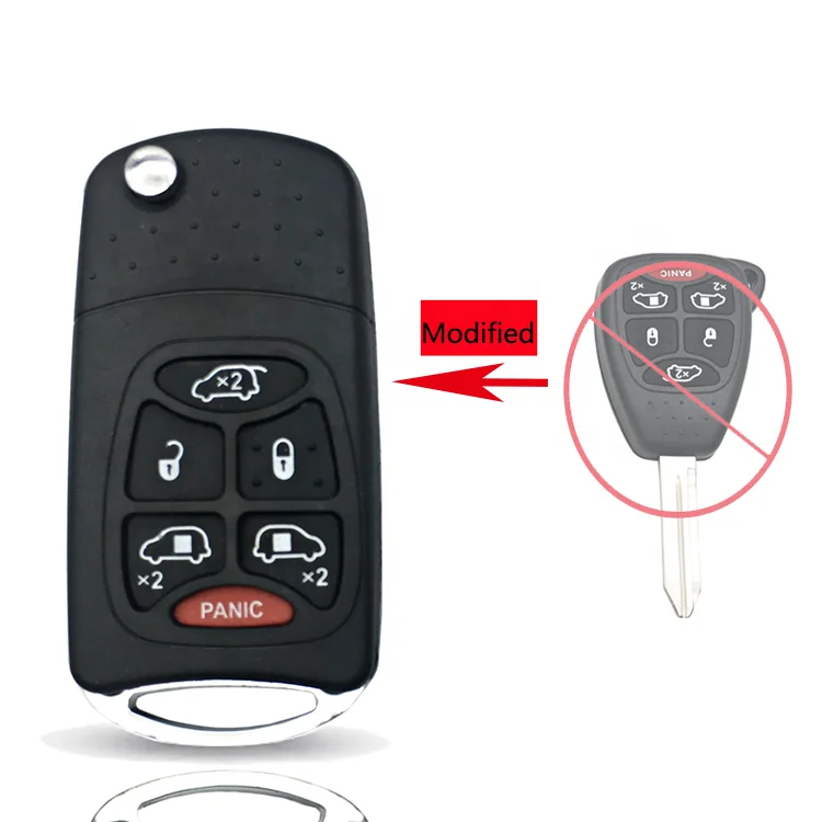 New Flip Key Modified Case Shell For Chrysler Dodge Jeep Remote Key 6 Buttons 2C 
